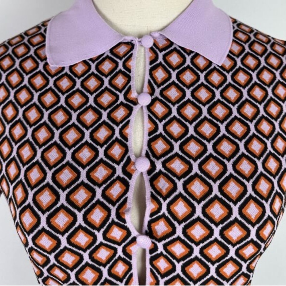 zara//retro jacquard knit top